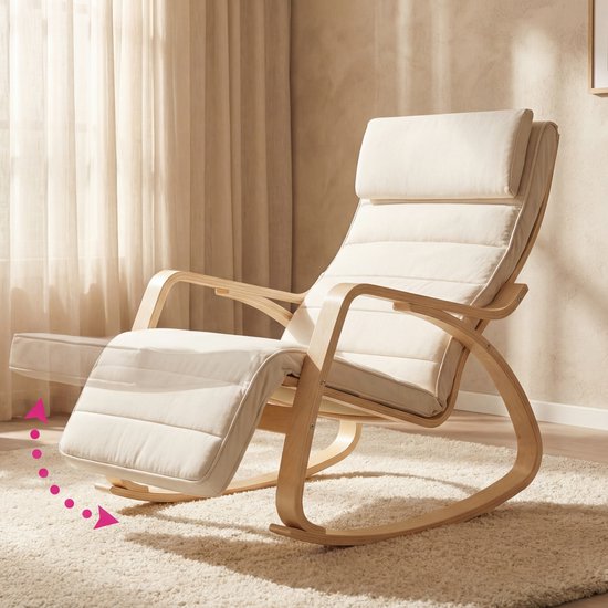 Bayt Schommelstoel - Fauteuil - Schommelstoel Babykamer - Relaxstoel - Wit