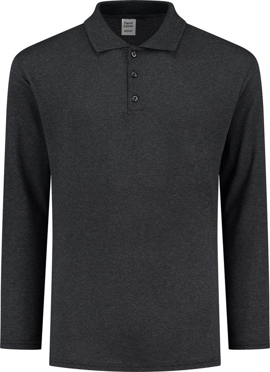 Pierre Calvini - Polo Shirt Heren - Poloshirts Heren Lange Mouw - Longsleeve Heren - 2 Pack - Antraciet - XXL - Polo Heren - T Shirt Lange Mouwen Heren