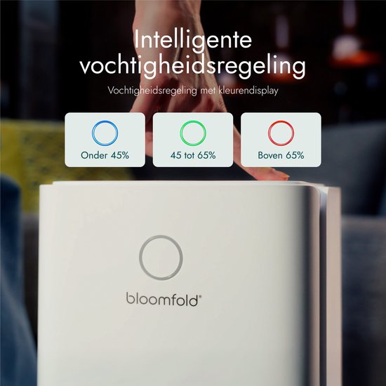 Bloomfold Luchtontvochtiger - 12L per Dag - Woonkamer, Slaapkamer, Kelder & Badkamer - Dehumidifier - Wit