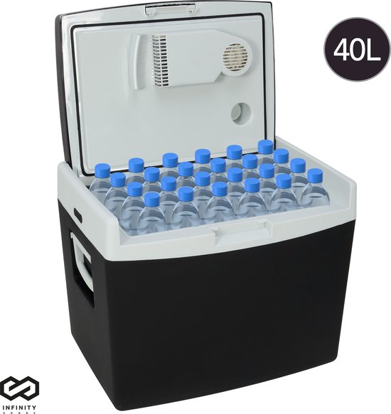 Infinity Goods - Elektrische Koelbox - 40L - Coolbox - 12V en 230V - Frigobox - Koelen en Verwarmen - Zwart