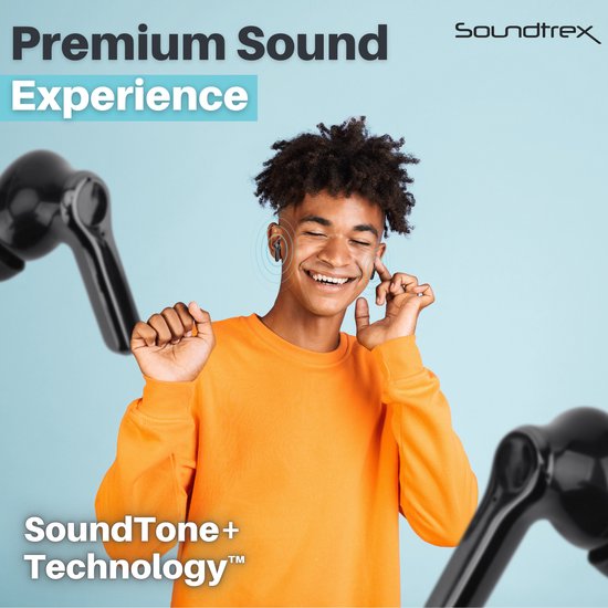 Soundtrex Display Draadloze Oordopjes - Bluetooth Oordopjes – Oortjes draadloos - Active Noise Cancelling - LED Display - Bluetooth 5.3 – Zwart