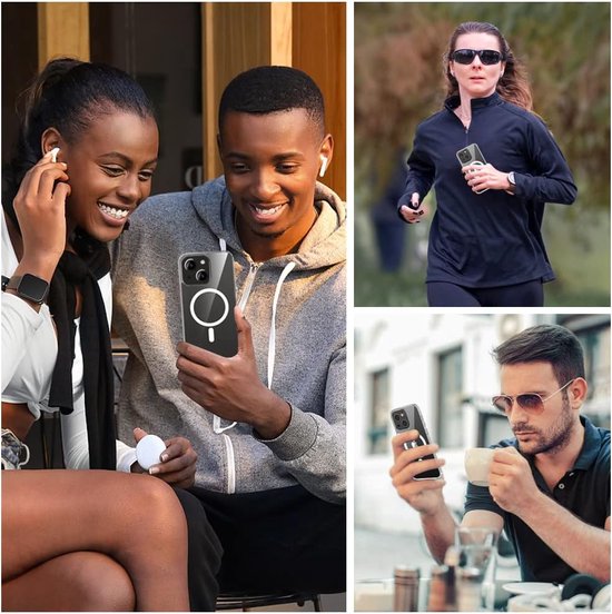 Podec Magsafe Hoesje Geschikt voor iPhone 14 - Bundel met 3x Screenprotector + 3x Cameraprotector - Magnetisch met Ring Doorzichtig - Telefoonhoesje Transparant Magsafe Case - Doorzichtig