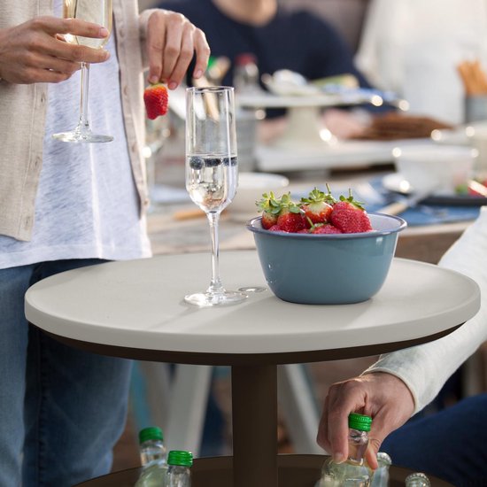 Keter bijzettafel drinkkoeler coolbar cocktailtafel 50x57-85cm 30L wit-bruin