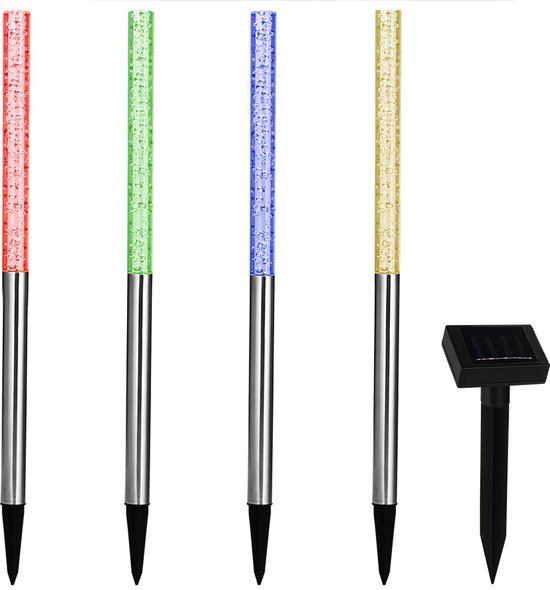 Monzana Tuinlamp - Zonne energie Set van 4 Schemersensor IP44 - Multicolor