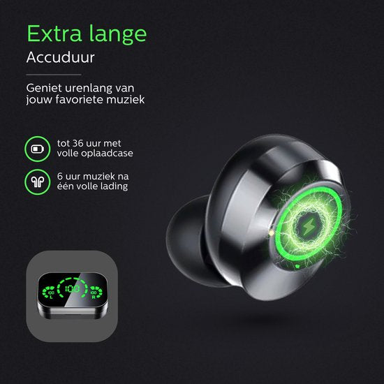 Otiume - Volledig Draadloze Oordopjes - HiFi Extra Bass geluid - Touch bediening - Draadloze Oortjes - Zweet- en regenbestendig - Sport oortjes - Bluetooth