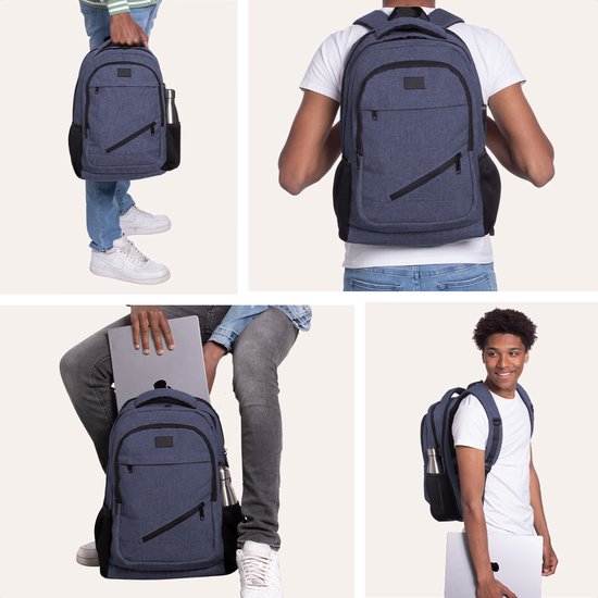 TRVLMORE Rugzak - 36L - 17 inch - Laptop Rugtas - Schooltas - Heren en Dames - Laptoptas - Spatwaterdicht Blauw