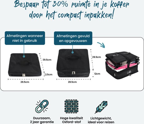 Hangende Packing Cubes - Opvouwbaar - 4 Vakken - Koffer Organizer - Sunflake