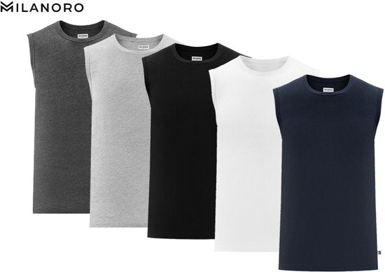 Milanoro - Mouwloze T-shirts voor hete zomerdagen - Donkergrijs - XXL