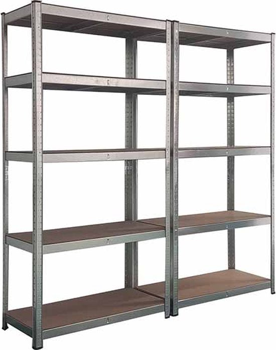 2x Profeco Heavy Duty opbergrek 180x90 cm - RVS stellingkast - 10 planken - Draagvermogen 175 kg per plank - Opbergkast garage & schuur