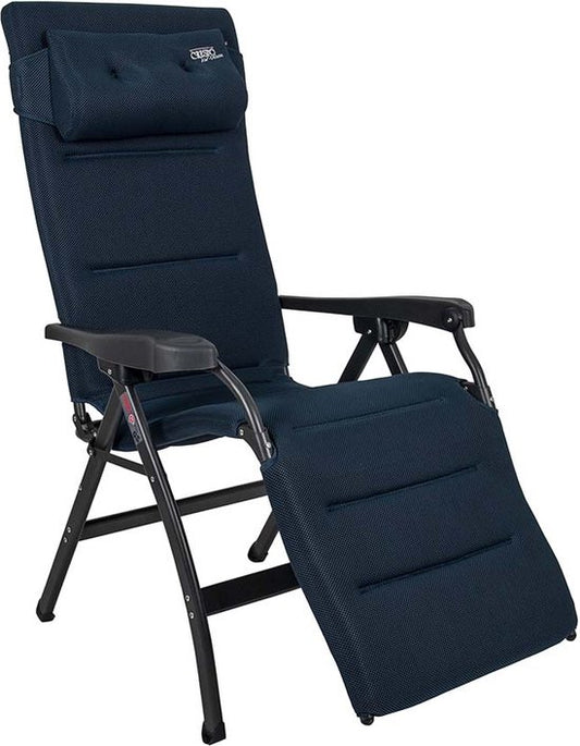 Crespo Relaxstoel - AP/242 - Air-Deluxe - Ergonomisch & Inklapbaar - Met Hoofdkussen - Blauw