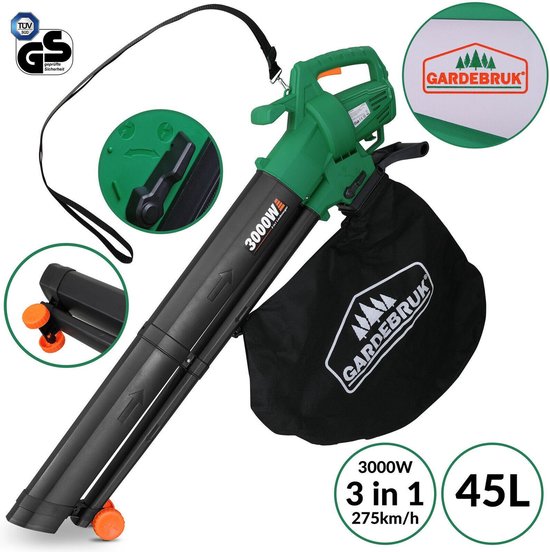Gardebruk Elektrische Bladblazer 3in1 - blazen, zuigen en hakken