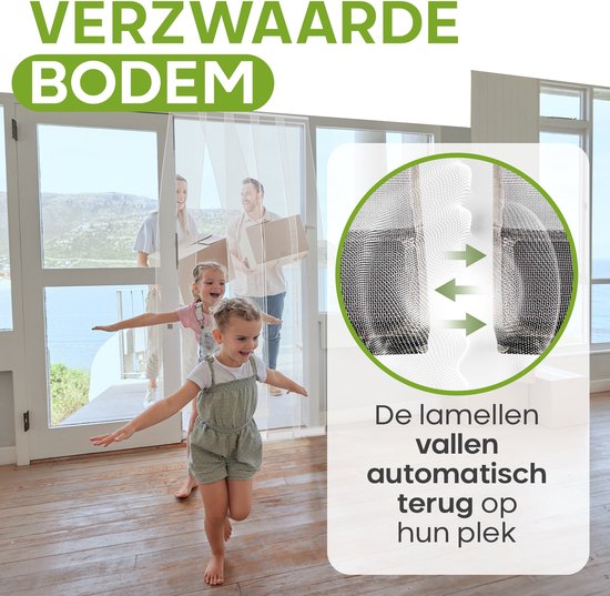 O'DADDY® Vliegengordijn Lamellenhor - 118x260 cm - Deurgordijn - Hordeur - Aanpasbaar Ontwerp - Glasvezel - Deurhor Wit