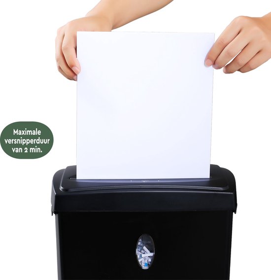 BRASQ Papierversnipperaar - PS406 - opvangbak 11L - P4 norm - 6 vellen - Creditcard Vernietiger - Zwart