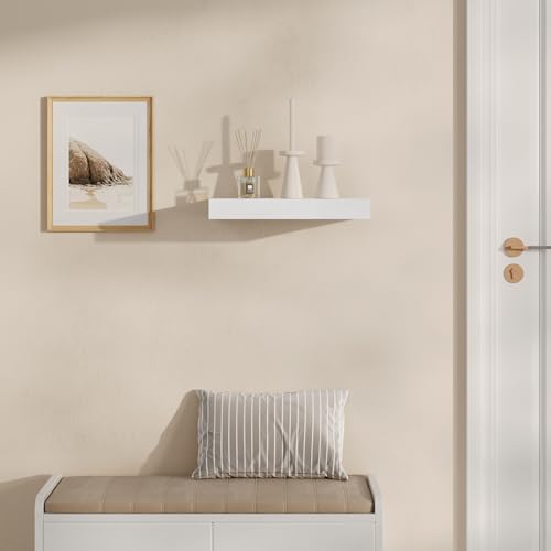 Woltu Zwevende Wandplank met Lade - MDF Wit - 60x20x10 cm