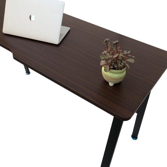 Computertafel bureau Stoer - industrieel vintage - 130 cm breed - zwart metaal bruin hout