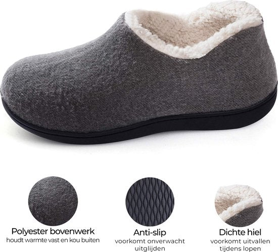 Pantoffels Dames - Sloffen - Maat 38/39 - Grijs - Anti-slip - Comfeet