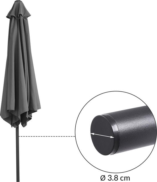 Kingsleeve Parasol Ø300cm - UV-bescherming 50+ Slinger - Antraciet