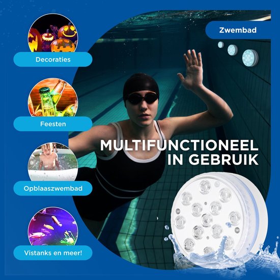 AyeKids Zwembad Verlichting – Onderwater Lamp – Jacuzzi – LED – Waterproof – Afstandsbediening – 16 kleuren