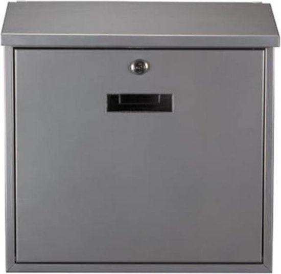 Perel Brievenbus Monaco, wandmontage, met naamplaatje, incl. 2 sleutels, afmetingen (H x B x D) 36.8 x 36.5 x 10 cm, zilvergrijs