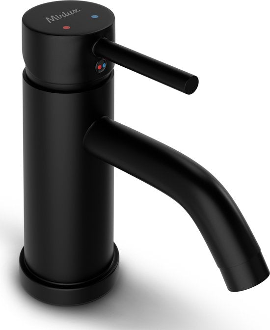 Mirlux Wastafel Kraan Zwart - Was tafel Mengkraan Badkamer - Wastafelkraan - Fonteinkraan / WC Kraan - Kraantje - Koudwaterkraan & Warmwaterkraan - Toiletkraan Koud & Warm Water