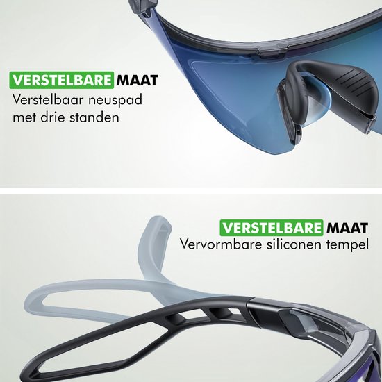 Travelhawk Fietsbril - Heren en Dames - Sportbril - Loopbril - Polarized - UV 400 Bescherming - Blauwe Glazen - Zwart