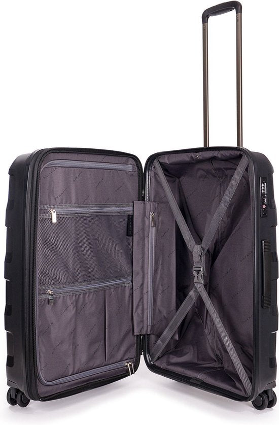 Stratic Straw+ - koffer medium - 66x45x28 cm - 3,7 kg - 65-74 L - spinner - zwart
