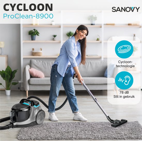 Sanovy PowerClean-8900 Krachtige Stofzuiger Zonder Zak - 2,5L - Cyloontechnologie Stofzuigers