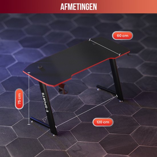Avalo Gaming Bureau - 120x60x75 CM - Game Desk - Tafel - Zwart
