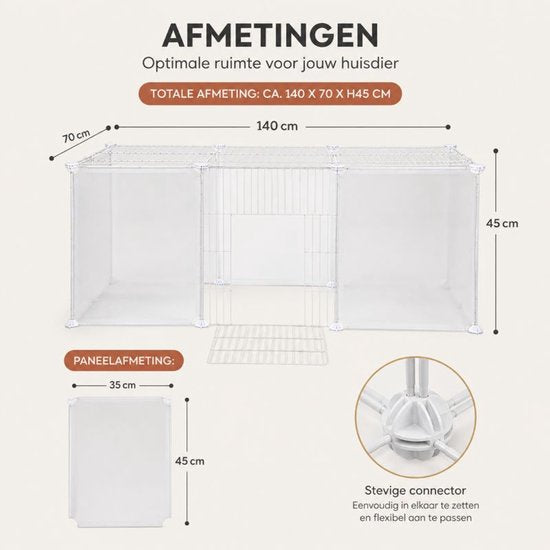 Ceruzo Dierenren 12 Panelen – Modulair – Met Deur – Voor Kleine Dieren