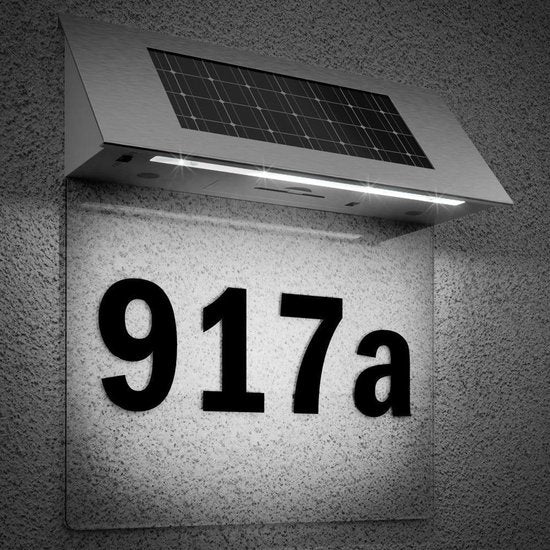 Monzana Solar Huisnummer LED Lamp – RVS- Transparant