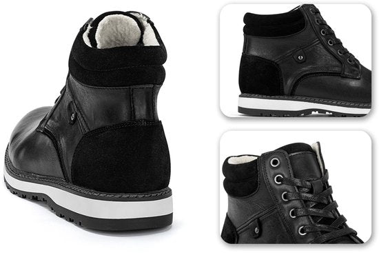 Milanoro - Elegante lederen herensneakers - Zwart - Maat 43