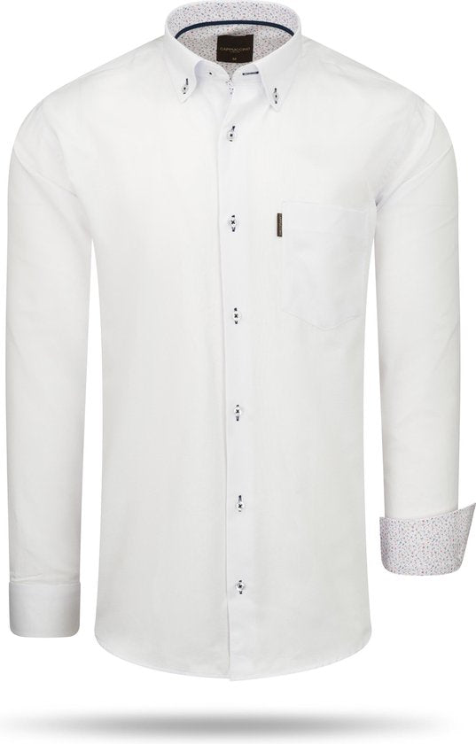 Cappuccino Italia - Heren Overhemd - Borstzakje - Wit - XL
