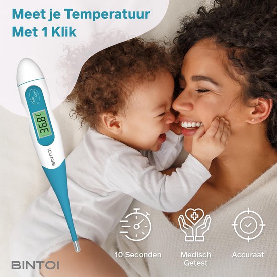 Digitale Koortsthermometer – Snelle & Nauwkeurige Meting – Voor Kinderen & Volwassenen – Bintoi XR210