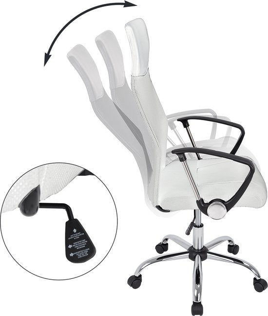 Casaria Bureaustoel met mesh wit