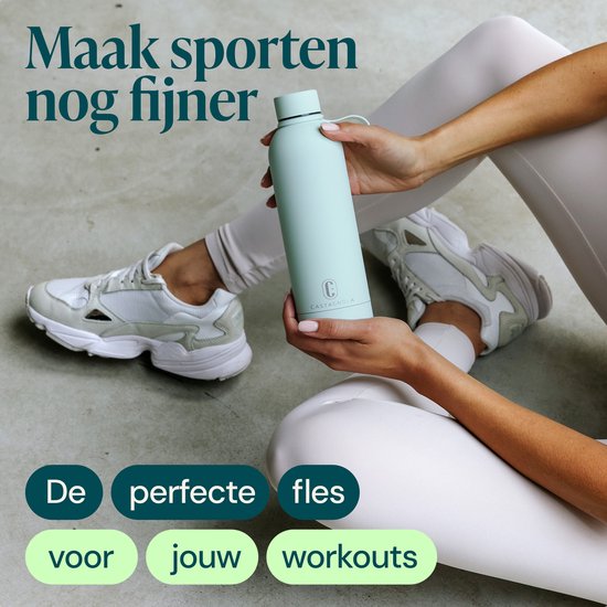 Castagnola Waterfles - RVS Drinkfles 500 ML - Stalen Thermosfles - Drinkflessen voor Volwassenen - Dubbelwandig - Lichtgroen