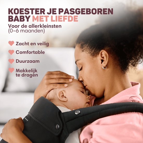 Vulpes Goods® BabyCare - Draagzak – Ergonomische Baby Draagzak 0-36 mnd – Luxe Buikdrager tot 20 kg – OEKO-TEX® Katoen – Handsfree Comfort - Met Rugsteun & M-Positie - Zwart