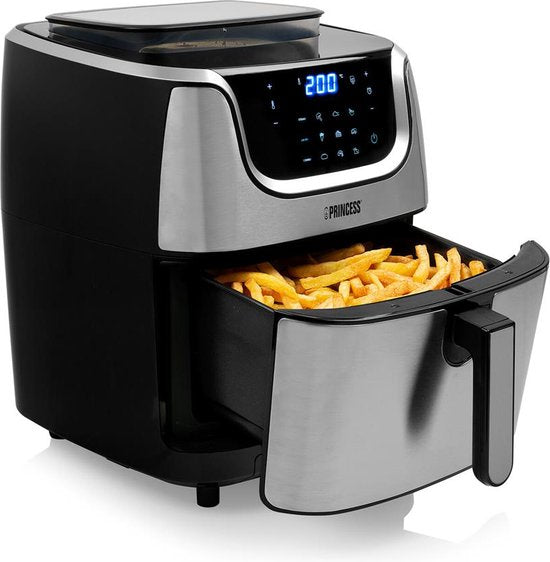 Princess Steam Aerofryer - Uitneembare Bak - Digitale Timer - 6.5L - 1700W - Zwart/Zilver
