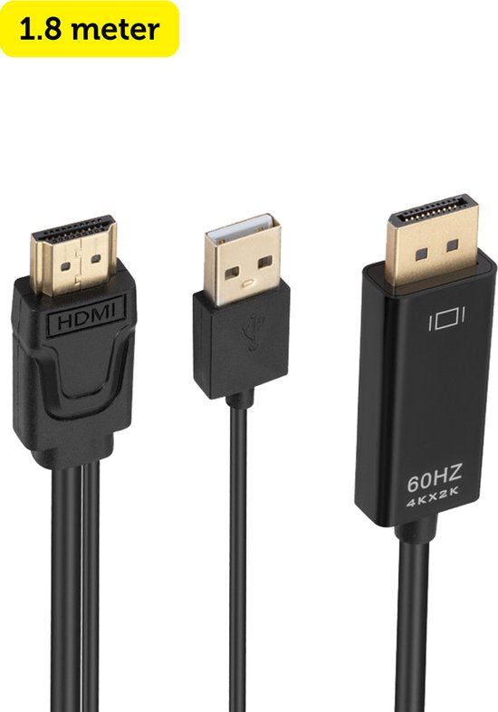 Garpex® HDMI naar DisplayPort Kabel – 4K Ultra HD 60Hz – 1.8 meter
