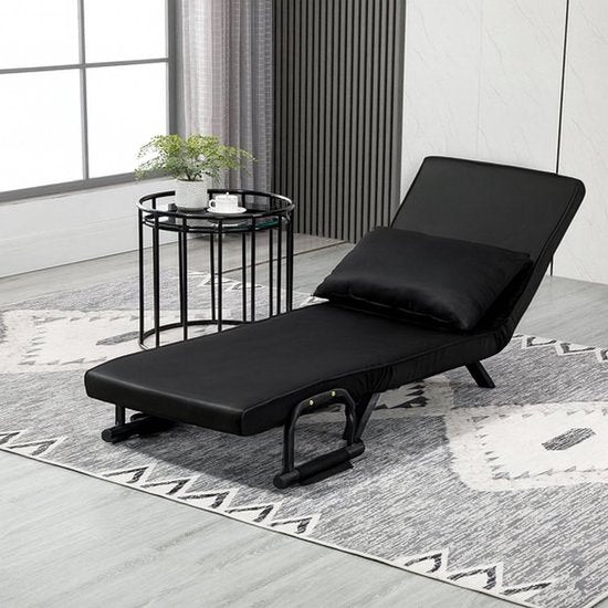 Livista 3-in-1 Uitklapbare Slaapstoel Belastbaar Tot 100 kg Zwart - Inklapbare Slaapbank Met Verstelbare Rugleuning - Modern Design Logeerbed - Slaapfauteuil
