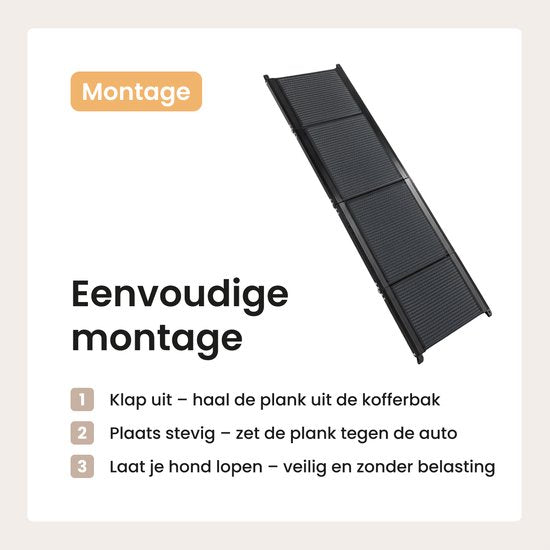 Hondenloopplank voor Auto - Hondentrap Inklapbaar - Met Antislip - 160 cm