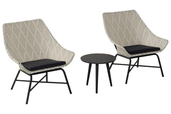Hartman Delphine Loungestoel - Diamond Wicker - Zwart Aluminium Onderstel