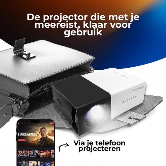 Denver Mini Beamer Full HD - Streamen vanaf je telefoon (USB-C) - Mini Projector - Incl. Afstandsbediening - HDMI/AUX/USB-C - PR800