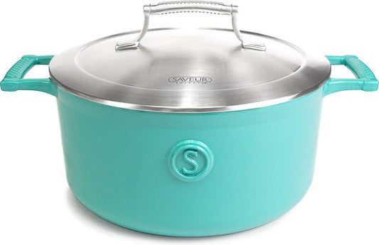 Saveur Voyage Braadpan Ø25 cm – Ovaal Gietijzer – PFAS-vrij – Geschikt voor Inductie & Oven – Saveur Blauw – Voor Stoven & Braden