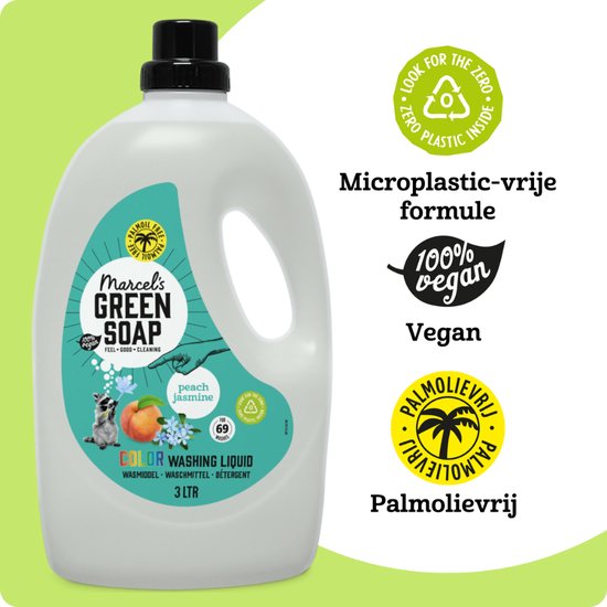 Marcel's Green Soap Vloeibaar Wasmiddel - Grootverpakking - Perzik & Jasmijn - 3L - 69 wasbeurten