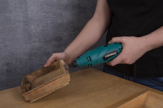 VONROC Multitool – Roterend – 160W – Incl. 232 accessoires, 2 opzetstukken, flexibele as en opbergtas