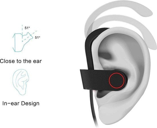 Draadloze in-ear Bluetooth oordopjes, Sport headset - Wireless Headset - zwart/rood U8