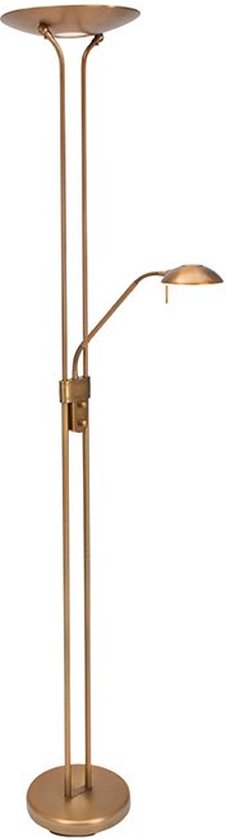 Steinhauer Olet - Klassieke LED Dimbare Vloerlamp | Staande Lamp met Dimmer met leeslamp - 1 lichts - H 1800 mm - Brons - Woonkamer | Slaapkamer
