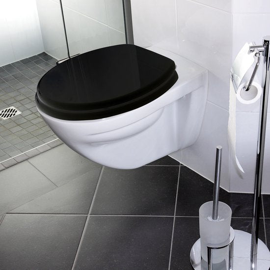 Casaria Wc-bril met Deksel Sluitingsmechanisme Toiletzitting MDF Zwart