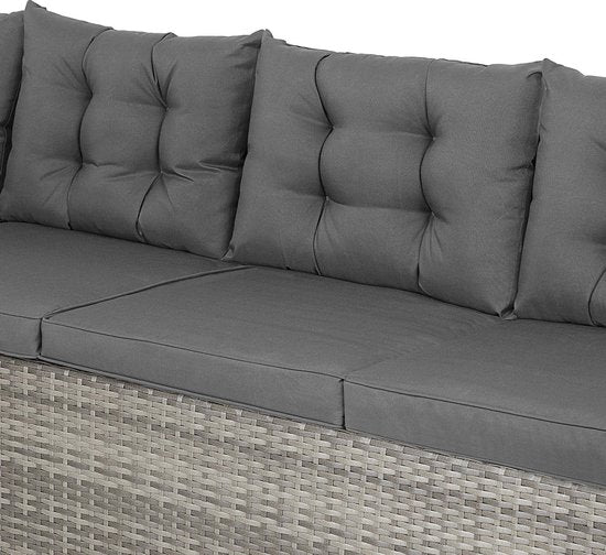 Casaria Loungeset - 6 Personen Eettafel Polyrottan – Grijs