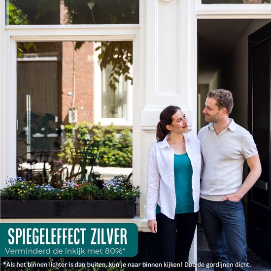 Homewell® Zonwerende Raamfolie - 120x300cm – Isolerend & Hittebestendig - Tegen Inkijk - HR++(+) Geschikt – 15% Spiegeleffect Zilver